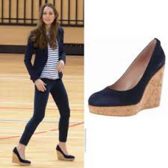 Rare Stuart Weitzman Corkswoon Navy Suede Platform Wedges US 8.5 $445 Retail - Picture 3 of 16